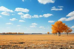 vivace autunno tonalità accentuato contro un' fondale di blu cielo e nuvole ai generato foto