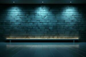 minimalista grigio-blu parete con colonnare laterale illuminazione per Prodotto presentazioni ai generato foto