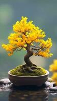 Bonsai giallo albero sfondo sfondo. ai generato foto