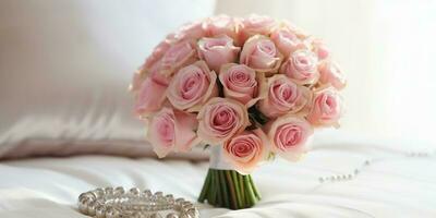 rosa rosa nozze mazzo fiore sfondo. ai generato foto