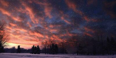 inverno cielo paesaggio sfondo, ai generato foto