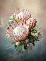 rosa protea fiore copia spazio sfondo. ai generato foto