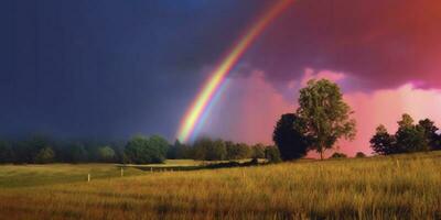 arcobaleno e colorato cielo, ai generato foto