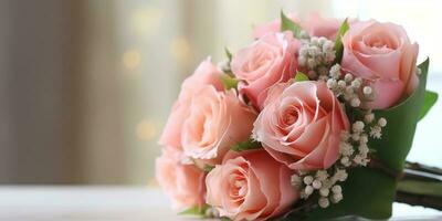 rosa rosa nozze mazzo fiore sfondo. ai generato foto