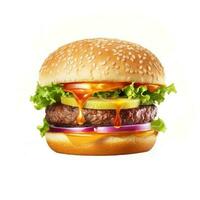fresco gustoso hamburger isolato su bianca sfondo. generativo ai foto