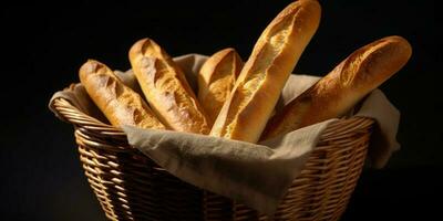 baguette pane torta spazio sfondo, ai generato foto