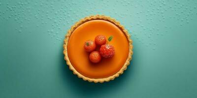 torta crostata arancia frutta torta dolce sfocato sfondo, ai generare e foto