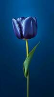 blu tulipano fiore copia spazio sfocato sfondo. ai generato foto