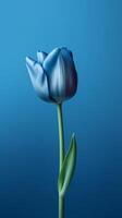 blu tulipano fiore copia spazio sfocato sfondo. ai generato foto