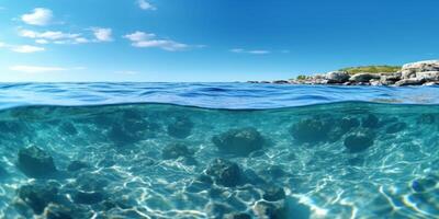 oceano onda blu acqua sfondo. ai generato foto