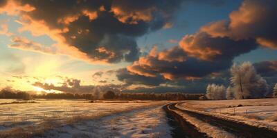 inverno cielo paesaggio sfondo, ai generato foto