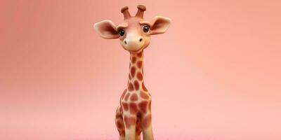 poco giraffa argilla cartone animato animazione, ai generato foto
