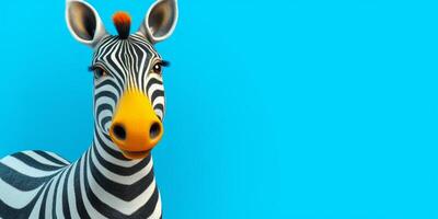 Sorridi poco zebra cartone animato animazione, ai generato foto