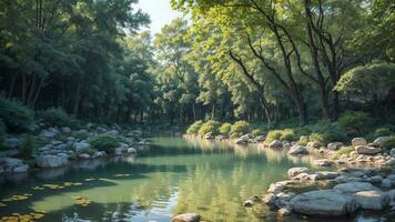 serenità nel movimento pigro fiume per nazionale pigro giorno. ai generato. foto