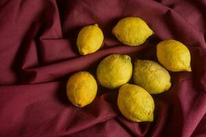 biologico limoni, raccolto a partire dal il giardino, preparato su il tavolo. foto