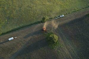 mietitore nel pampa campagna, aereo Visualizza, la pampa Provincia, argentina. foto