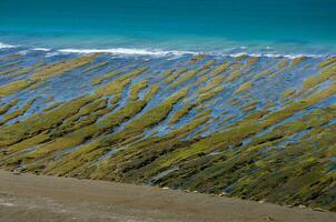 pietra bassofondo a Basso marea, caleta Valdes, penisola Valdes, patagonia, argentina foto