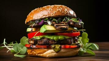 vegetariano hamburger, generato di artificiale intelligenza. foto