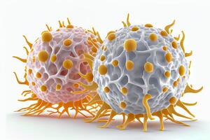 cancro cellule distrutto di oncogeno virus, cellula modificando virus, biologico terapia agenti. 3d interpretazione medicina sano. generativo ai foto