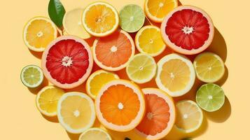 modello di fette agrume frutta di limoni, arance, pompelmi. foto