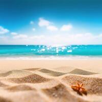 sabbia spiaggia e cielo. astratto sfocatura sfocato sfondo. ai generato foto