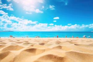 sabbia spiaggia e cielo. astratto sfocatura sfocato sfondo. ai generato foto