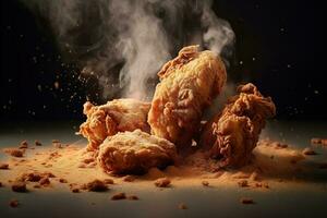 generativo ai illustrazione di fritte pollo pianura sfondo foto