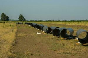 gas tubatura costruzione, la pampa Provincia , patagonia, argentina. foto