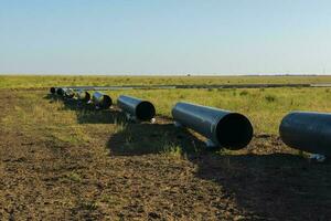 gas tubatura costruzione, la pampa Provincia , patagonia, argentina. foto