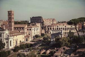 Visualizza di colosseo a partire dal palatino collina. Roma. Italia. caldo colori. foto
