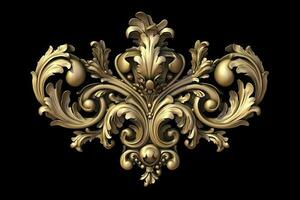 oro ornamento. antico stile oro. elegante lusso disegno, d'oro elementi nel barocco. oro Vintage ▾ barocco. generativo ai foto