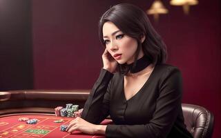 bellissimo donna a lusso casinò gioco d'azzardo, generativo ai foto