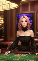 bellissimo donna a lusso casinò gioco d'azzardo, generativo ai foto