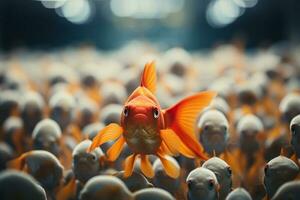 grassetto capo pesce rosso unisce e motiva un' gruppo di seguaci ai generato foto