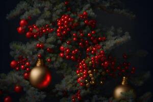 Natale decorazioni sfondo con testo spazio ai generato foto