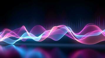 fluente blu e rosa onda linea astratto sfondo. raggiante neon luce. dinamico musica pareggiare suono onda. futuristico stile. musica e energia nel astratto sfondo. pulse energia Linee. ai generato. foto