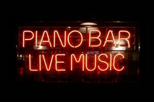 pianoforte sbarra, vivere musica - neon leggero foto