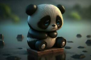 un' triste panda cucciolo generato di ai foto