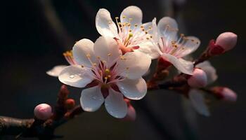 vivace ciliegia fiori fioritura, in mostra natura bellezza nel primavera generato di ai foto