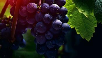 uva frutta foglia freschezza cibo maturo pianta agricoltura verde colore generato di ai foto