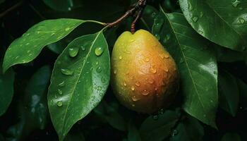 freschezza di natura frutta, verde foglie, e biologico pianta crescita generato di ai foto