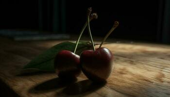 fresco biologico frutta su un' di legno tavolo, un' salutare buongustaio dolce generato di ai foto