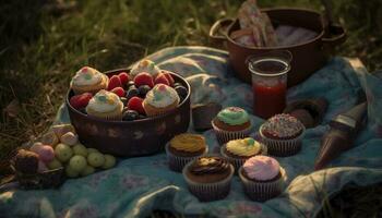 dolce autunno merenda cestino, fatti in casa indulgenza divertimento generato di ai foto