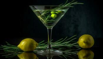 fresco agrume cocktail con verde oliva contorno generato di ai foto