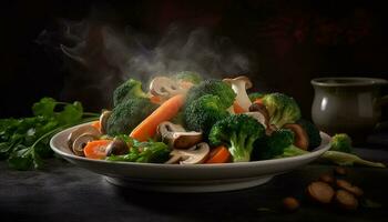 biologico vegetariano insalata, fresco e salutare pasto generato di ai foto