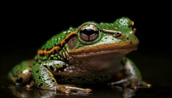 viscido rospo seduta nel bagnato verde natura generato di ai foto