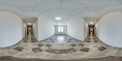 pieno senza soluzione di continuità sferico hdri 360 panorama nel interno di vuoto bianca camera sala con riparazione nel equirettangolare proiezione, pronto ar vr virtuale la realtà soddisfare foto