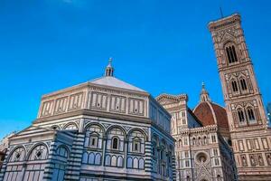 il crepuscolo cascate al di sopra di il battistero di st John, giotto campanile e Firenze Cattedrale consacrato nel 1436 foto