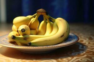 succoso delizioso Banana bugie su un' bellissimo piatto, ai generato foto