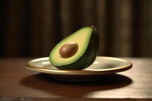 succoso delizioso avocado bugie su un' bellissimo piatto, ai generato foto